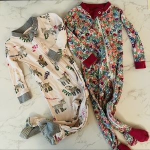Burt’s Bees Girl 6-9 months footies Jammie pajamas zip up floral baby lamb